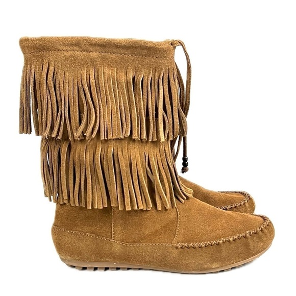 Vintage Minnetonka Double Fringe Boots - Size 6.5 - Picture 1 of 8